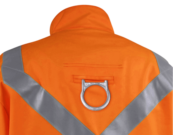 CableNotch for easy access to D-ring on fall protection harness